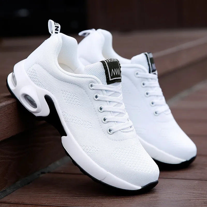Calçados esportivos Para As Mulheres 2023 Primavera Branco Respirável Casual Sneakers Verão Respirável Almofada De Ar Sapato De Corrida Zapatillas Mujer